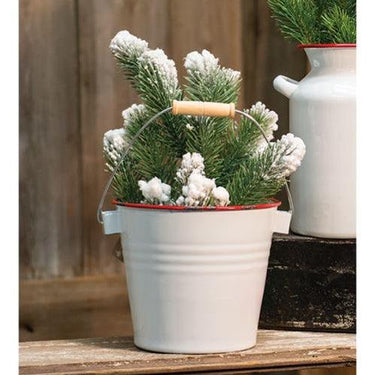 Red Rim Enamel Bucket - The Fox Decor